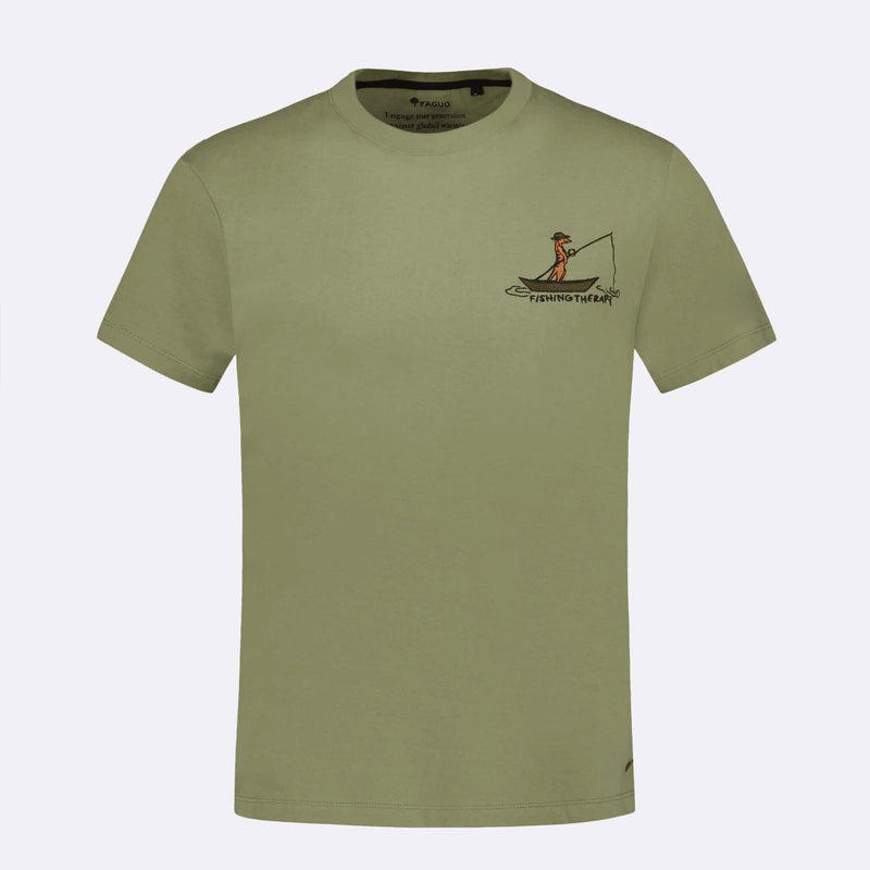 T-Shirt Vert Olive Broderie Sans Pression Arcy - Homme