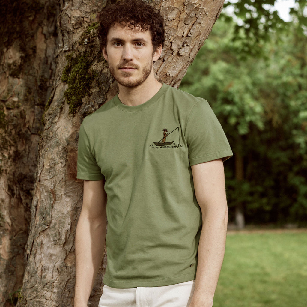 Camiseta Verde Oliva Bordado Sin Presión Arcy - Hombre