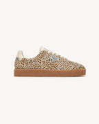 Sneakers in pelle écru e leopardate