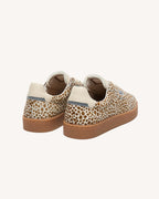 Sneakers in pelle écru e leopardate
