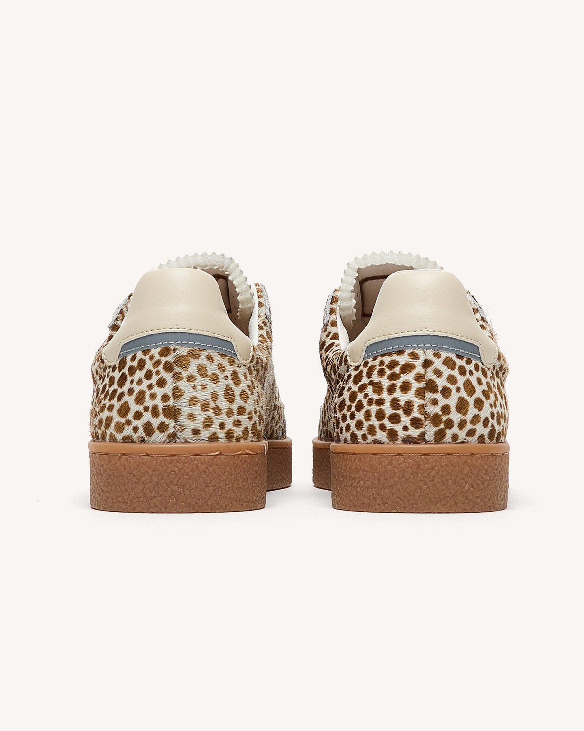 Sneakers in pelle écru e leopardate