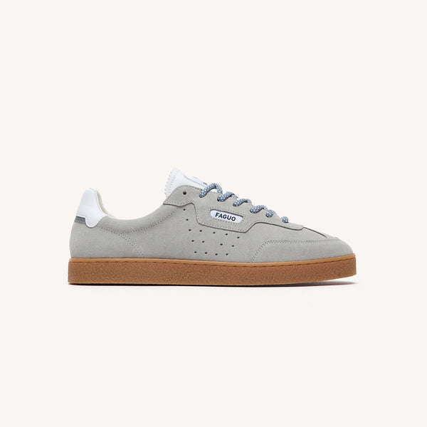 Zapatillas de piel de ante gris claro