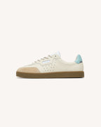 Zapatillas de piel crudo y azul