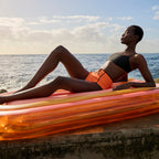 Rainbow Adult Floating Mattress - Orange and Multicolour