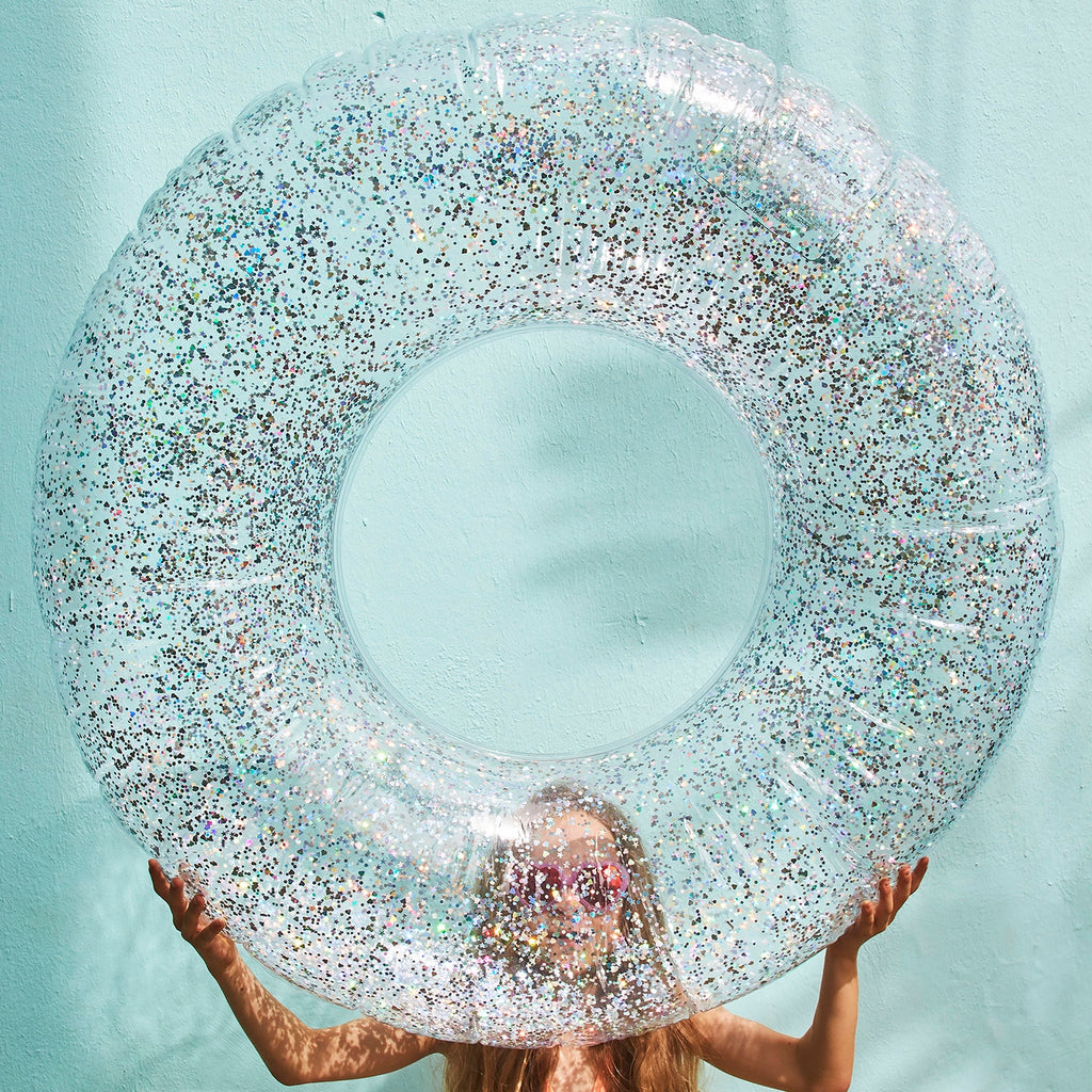 Bouée Glitter Adulte - Transparent Paillettes