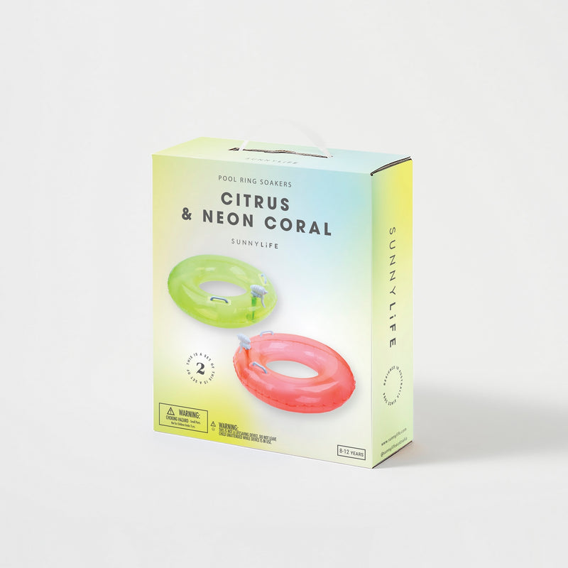 Lot De 2 Bouées De Piscine Arroseurs - Citrus Neon Coral
