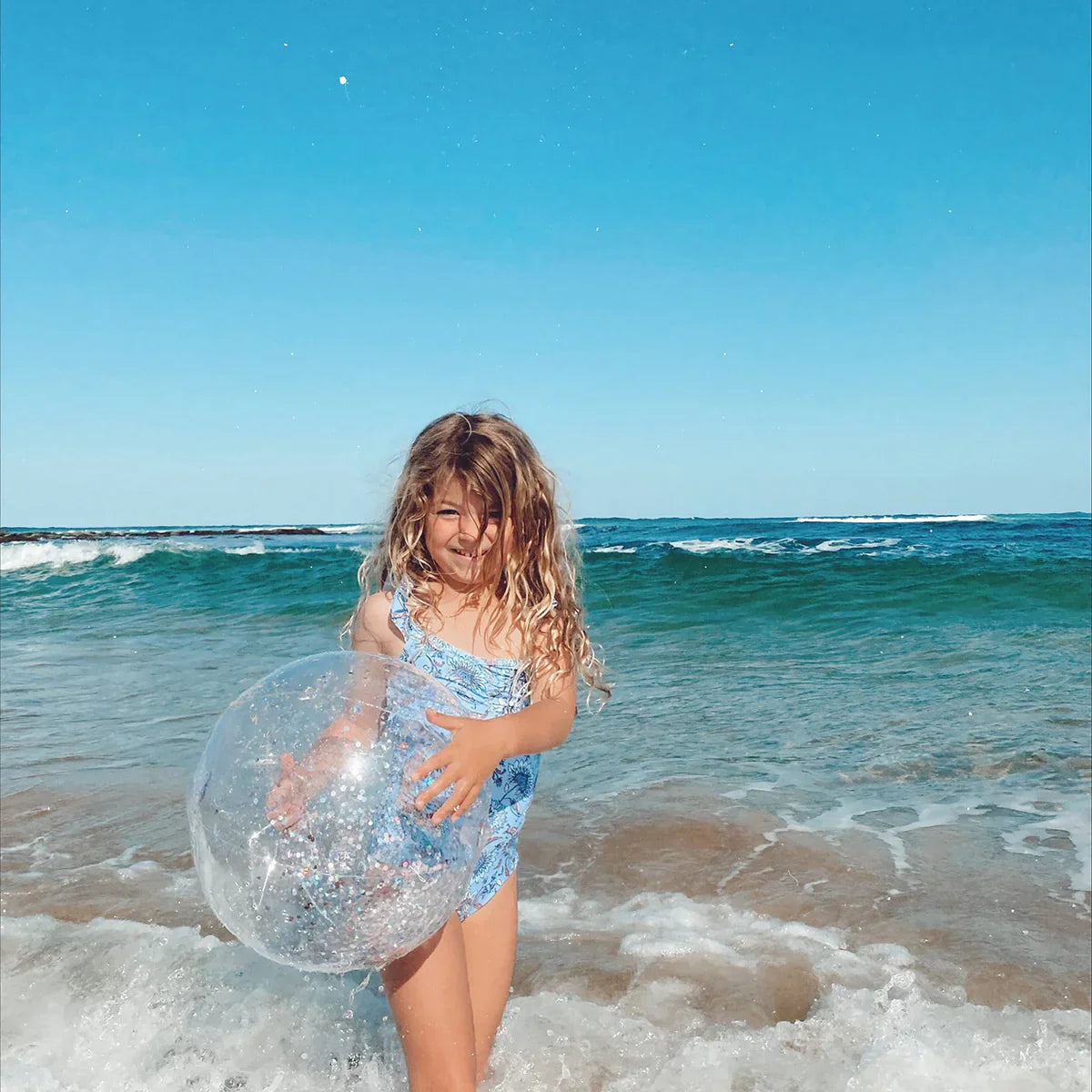 Balón Hinchable Glitter - Transparente con Lentejuelas
