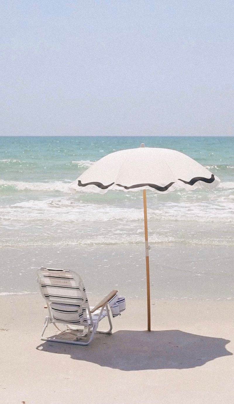 Parasol De Plage De Luxe Marbella Vintage - Blanc
