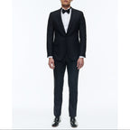 Fitted Wool Faille Tuxedo - Navy Blue