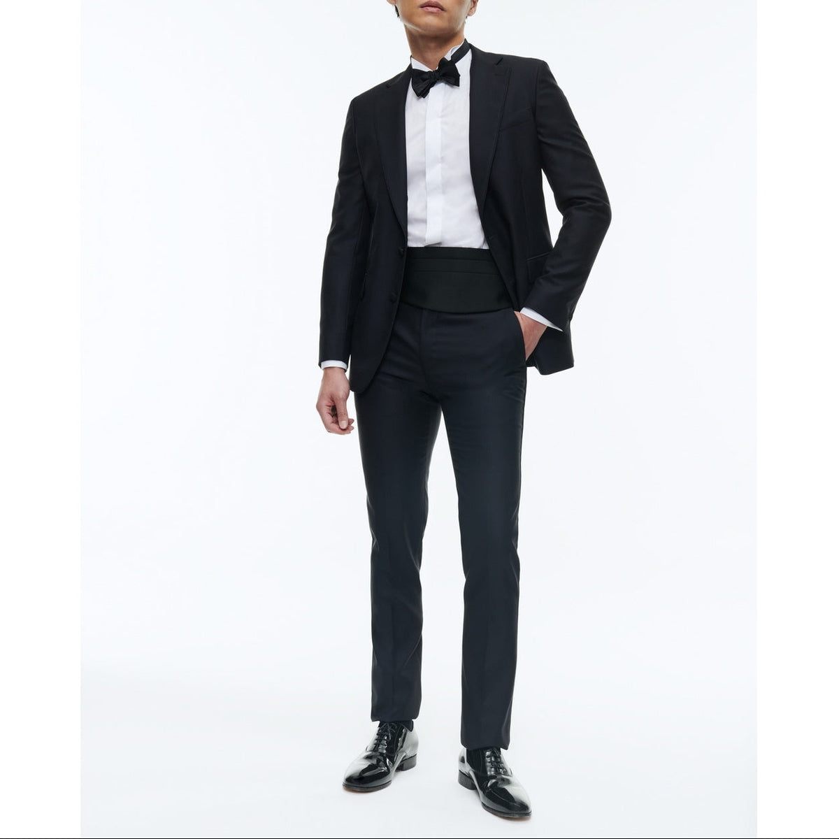 Fitted Wool Faille Tuxedo - Navy Blue