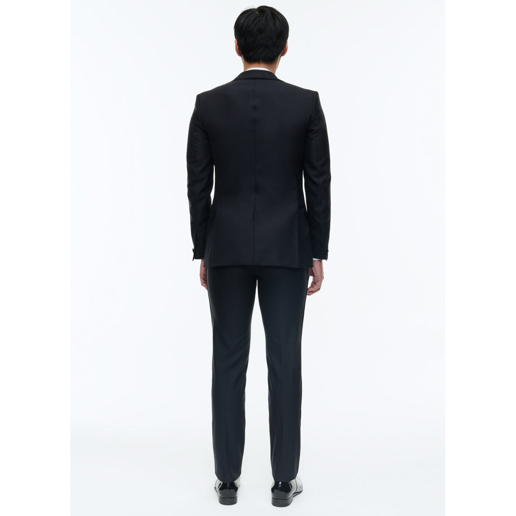 Fitted Wool Faille Tuxedo - Navy Blue