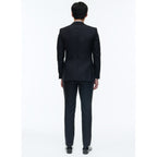 Fitted Wool Faille Tuxedo - Navy Blue