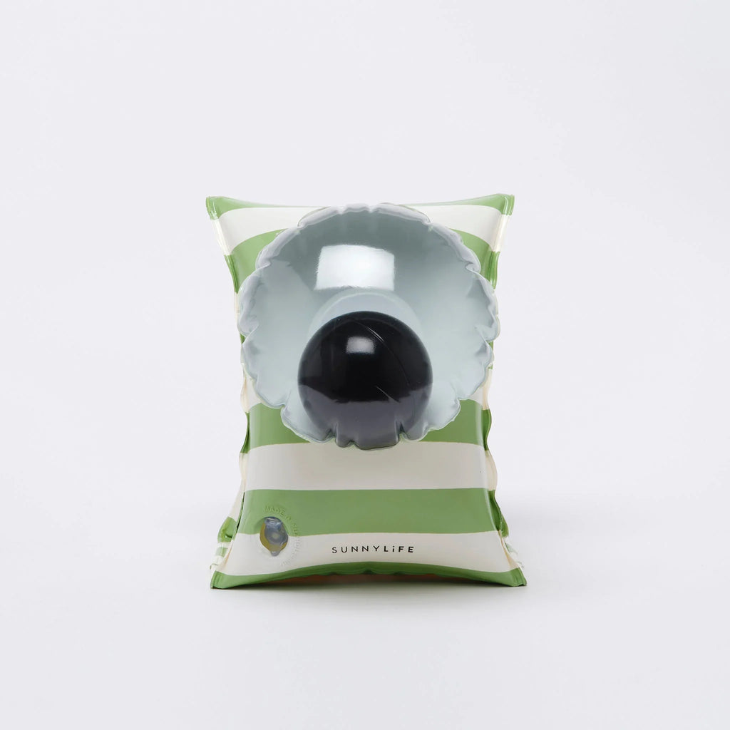 Shark Tribe Khaki Armbands - Green Background Print