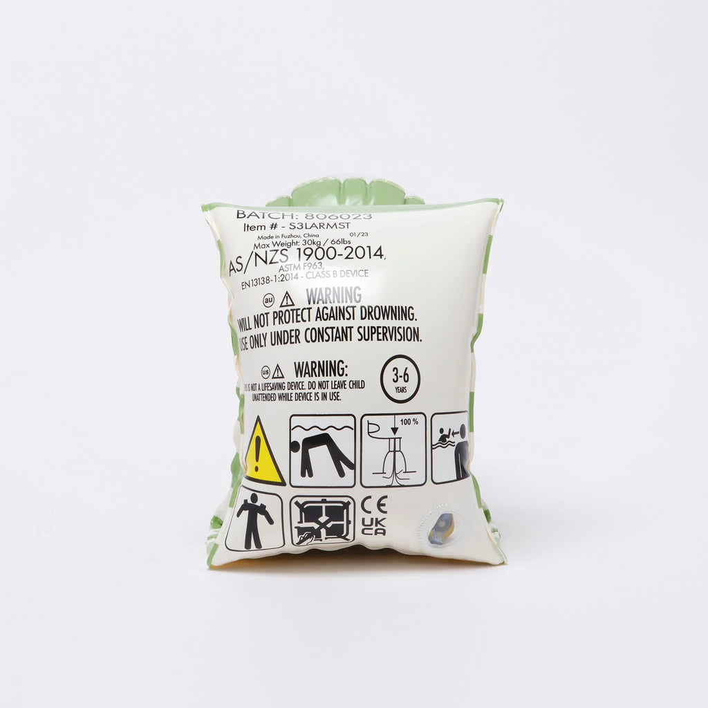 Shark Tribe Khaki Armbands - Green Background Print