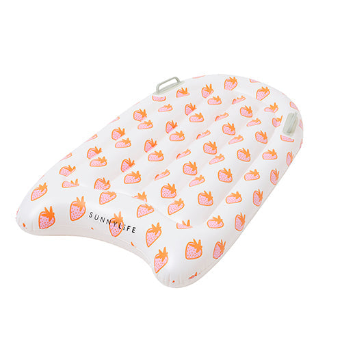 Sea Seeker Strawberry Children's Floating Bodyboard - White Background Print