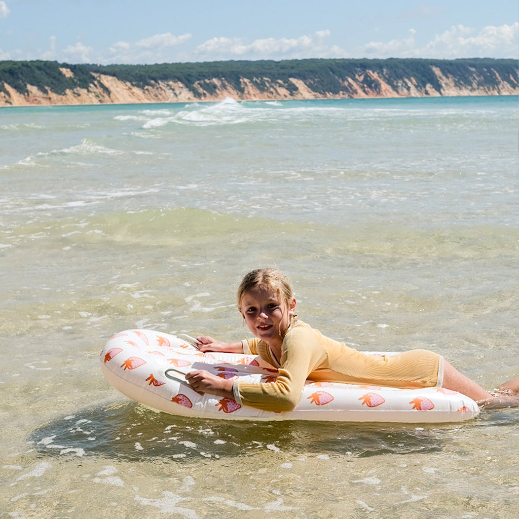 Sea Seeker Strawberry Children's Floating Bodyboard - White Background Print