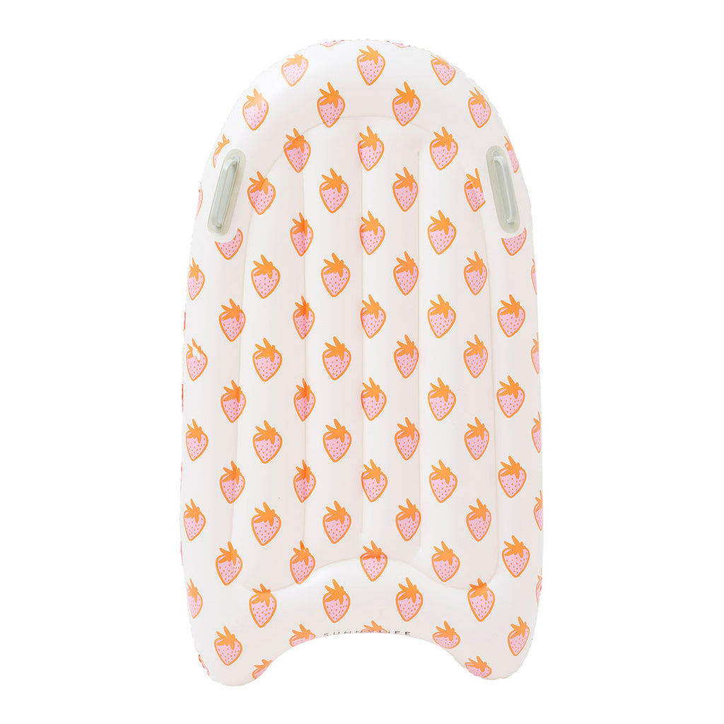 Sea Seeker Strawberry Children's Floating Bodyboard - White Background Print