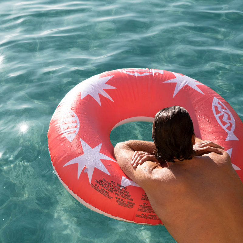 Adult Coral Float - Red and White Print