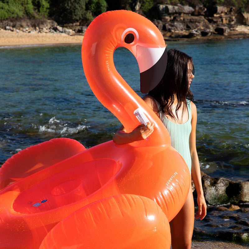 Bouée Géante Flamand Rose Rosie - Orange
