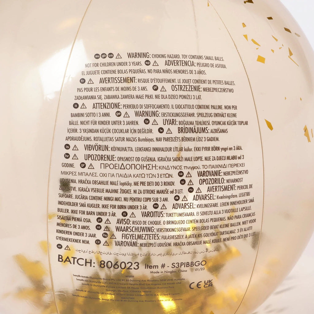 Disco Inflatable Ball - Gold Glitter