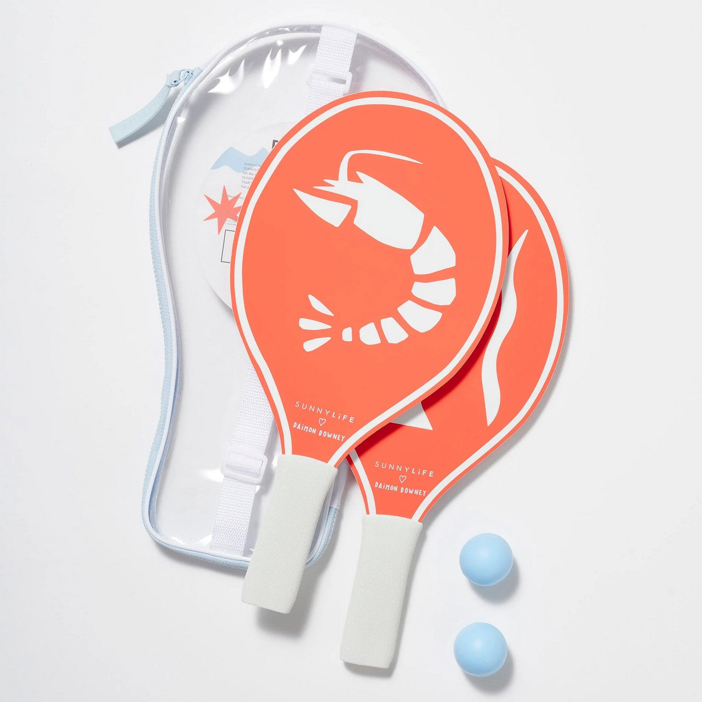Set of 2 Rackets + Ball for Adults - Red and White Print