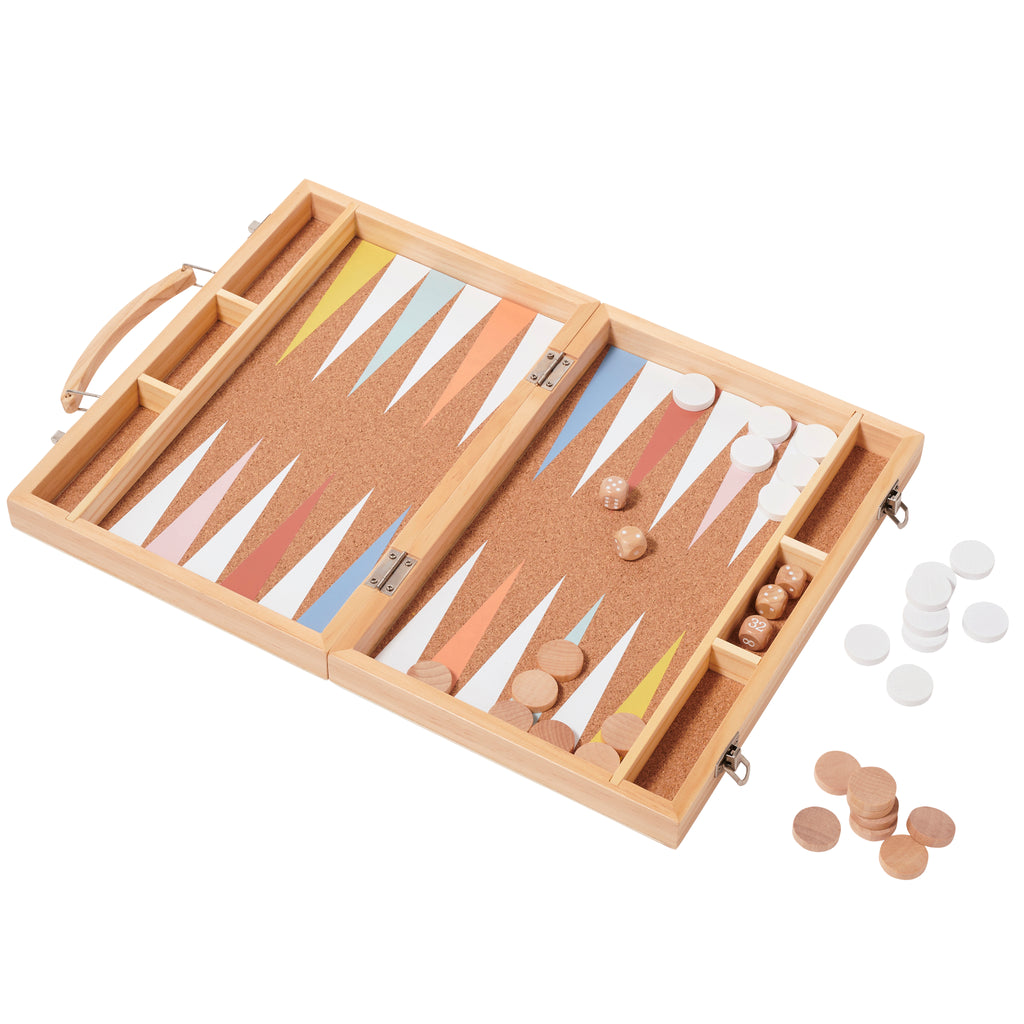 Jeu De Backgammon En Bois - Imprimé Fond Marron