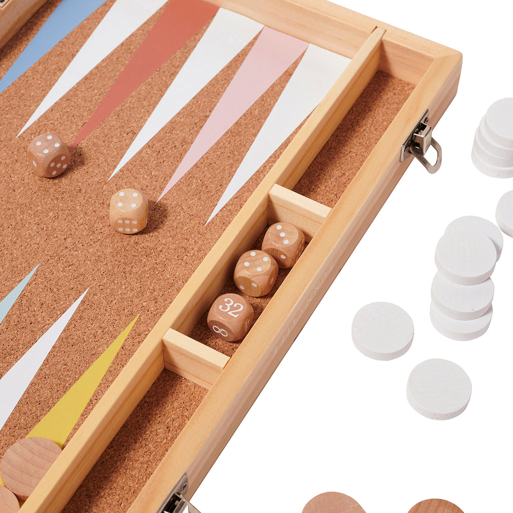 Jeu De Backgammon En Bois - Imprimé Fond Marron