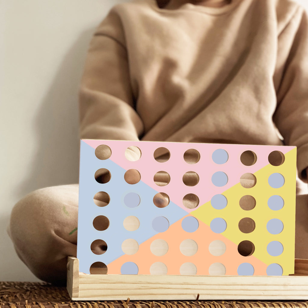 4-in-1 Wooden Travel Toy - Red and White Print