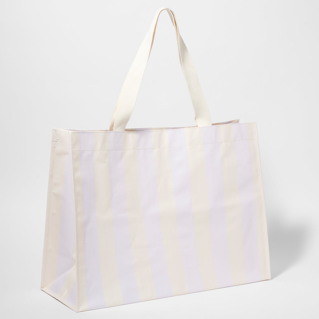 Sac de Plage Fourre-tout Rio Sun à Rayures Lilas Pastel