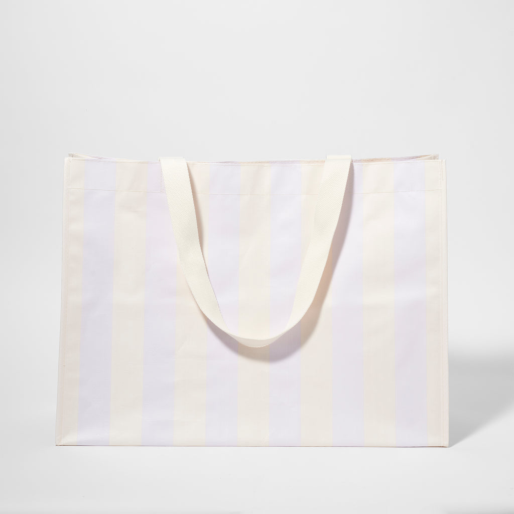Sac de Plage Fourre-tout Rio Sun à Rayures Lilas Pastel