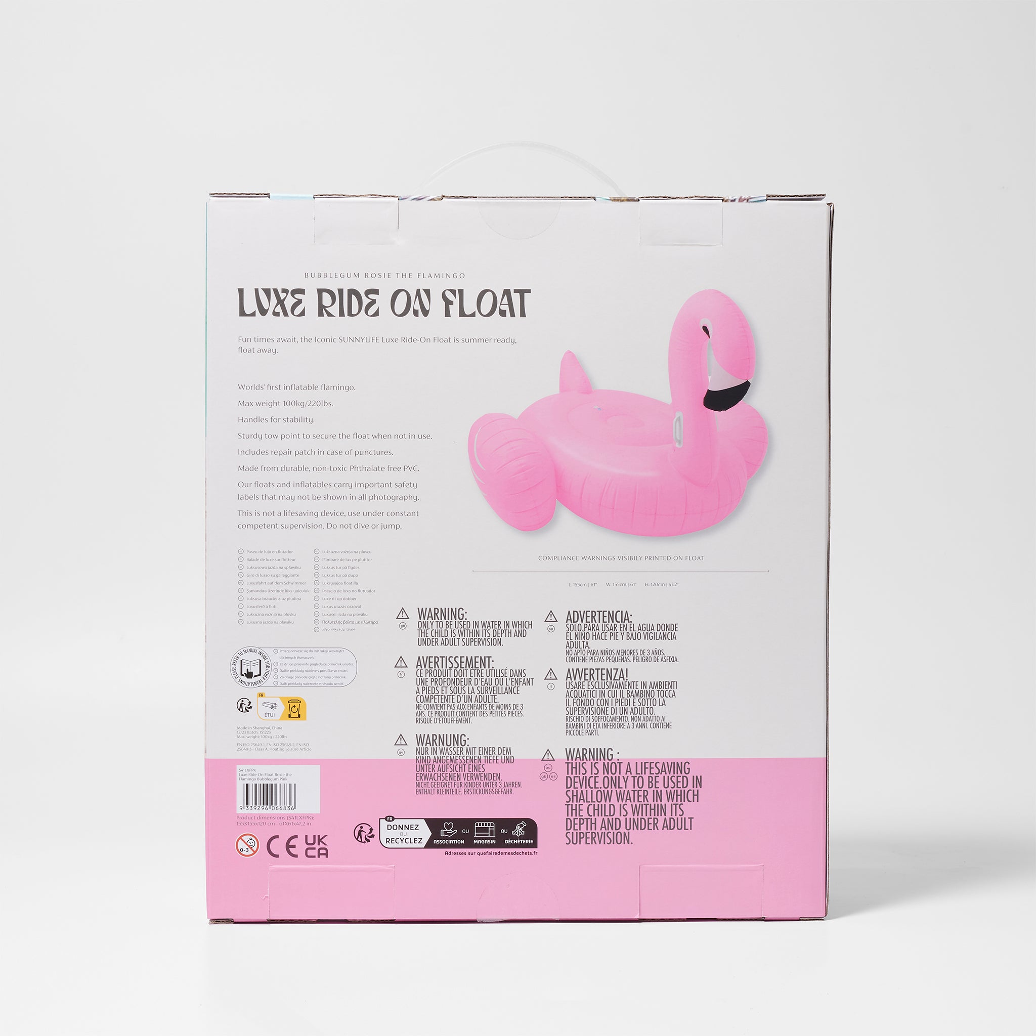 Bouée Gonflable de Luxe Rosie le Flamant Rose Bonbon