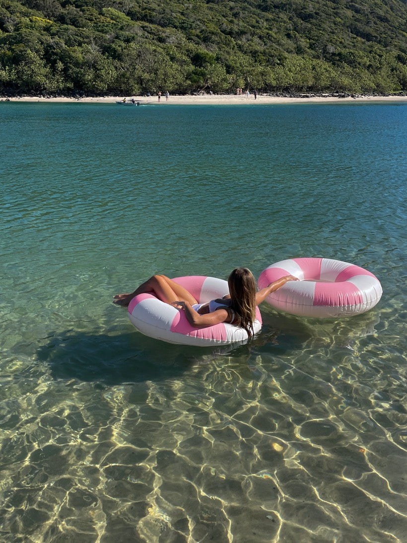 Anneau De Piscine Tube Bubblegum - Rayures Roses