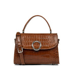 Sac À Main A Rabat Avec Fermoir Créole Exotic - Caramel Croco