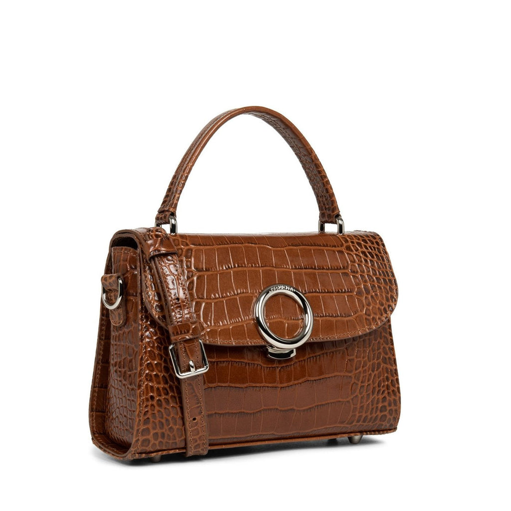 Sac À Main A Rabat Avec Fermoir Créole Exotic - Caramel Croco