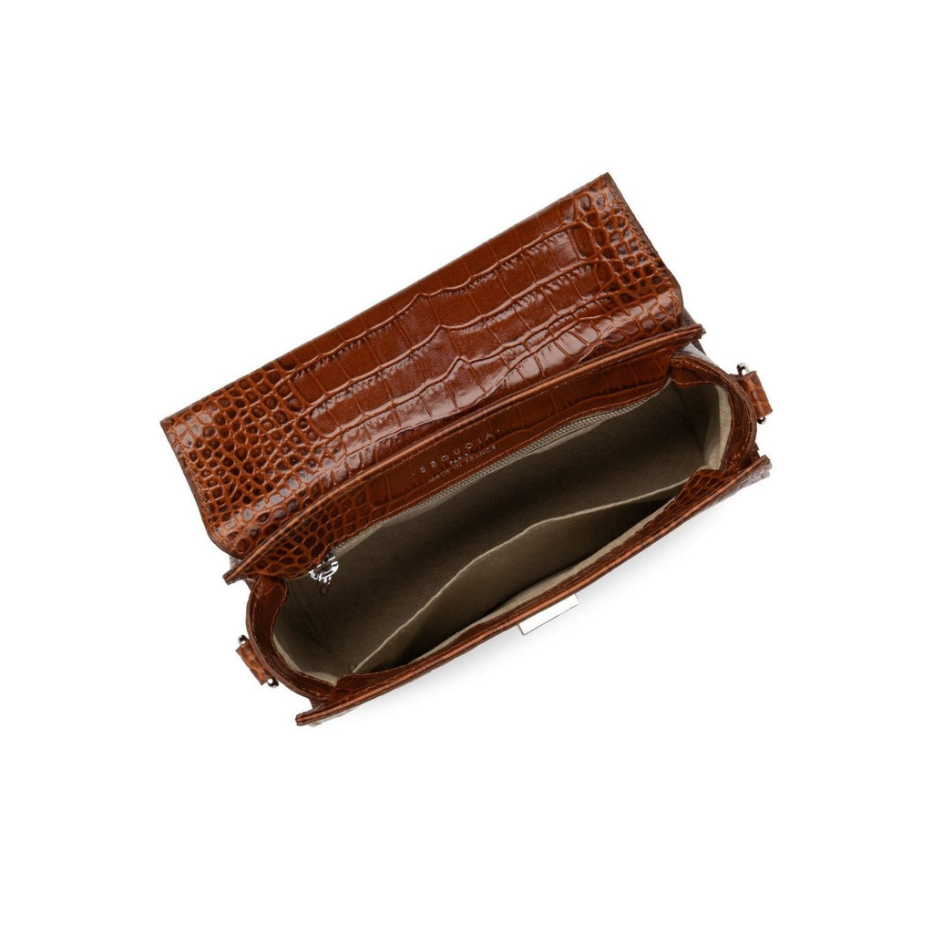 Sac À Main A Rabat Avec Fermoir Créole Exotic - Caramel Croco