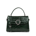 Sac À Main A Rabat Avec Fermoir Créole Exotic - Vert Alpine Croco
