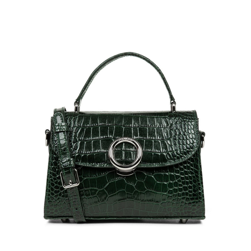 Sac À Main A Rabat Avec Fermoir Créole Exotic - Vert Alpine Croco