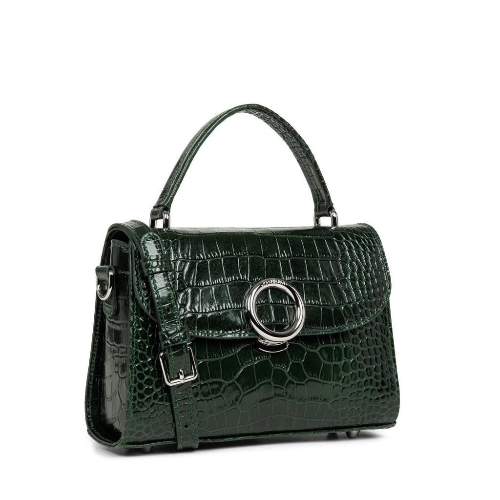 Sac À Main A Rabat Avec Fermoir Créole Exotic - Vert Alpine Croco