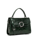 Sac À Main A Rabat Avec Fermoir Créole Exotic - Vert Alpine Croco