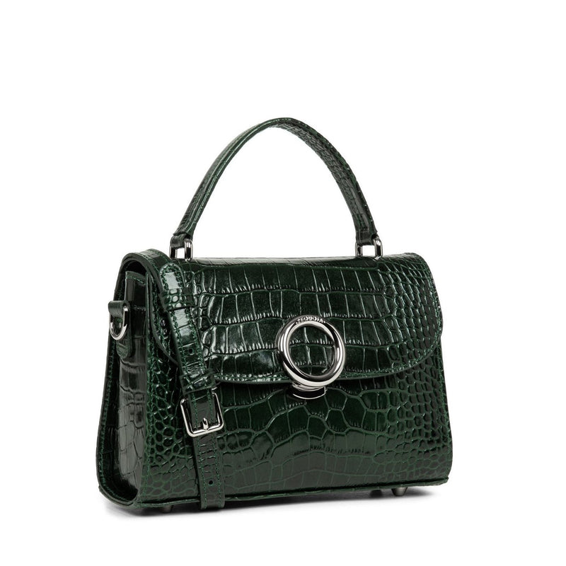 Sac À Main A Rabat Avec Fermoir Créole Exotic - Vert Alpine Croco