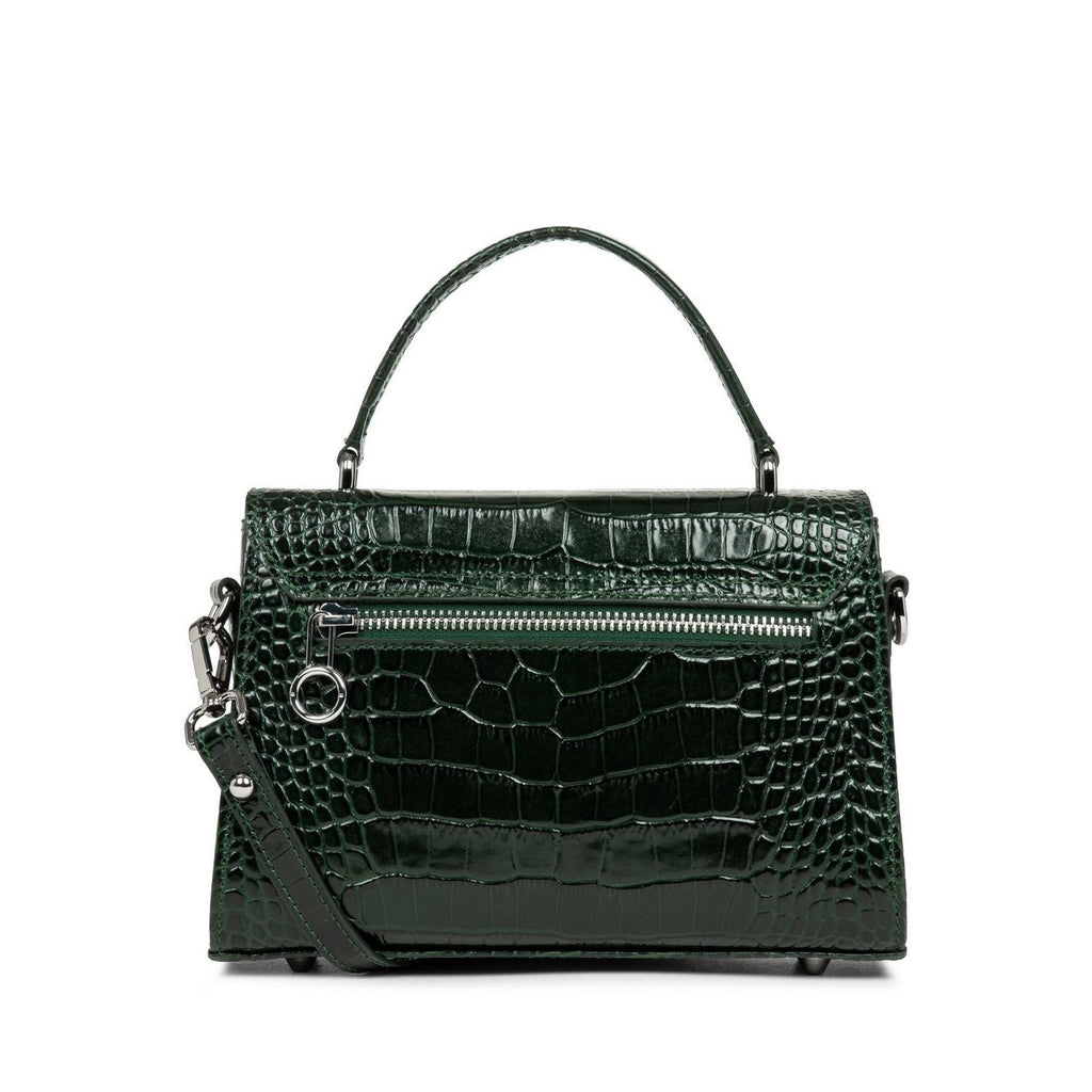 Sac À Main A Rabat Avec Fermoir Créole Exotic - Vert Alpine Croco