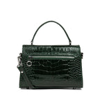 Sac À Main A Rabat Avec Fermoir Créole Exotic - Vert Alpine Croco