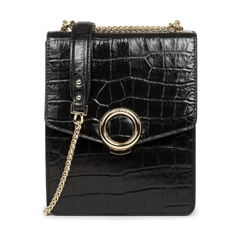 Sac Trotteur A Rabat Avec Fermoir Muse Exotic - Noir Croco