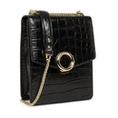 Sac Trotteur A Rabat Avec Fermoir Muse Exotic - Noir Croco