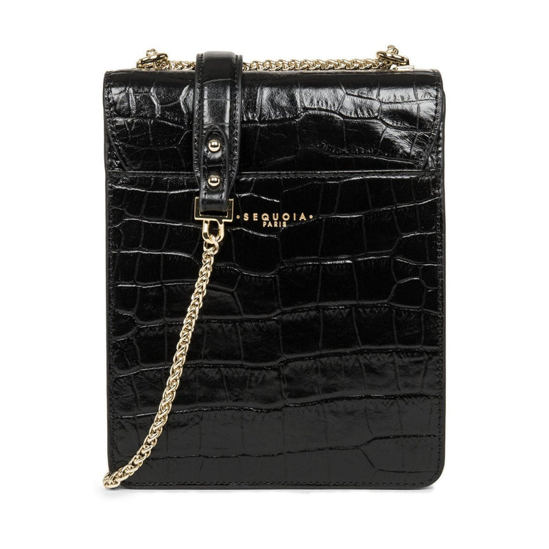 Sac Trotteur A Rabat Avec Fermoir Muse Exotic - Noir Croco