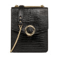 Bolso Troteur Con Solapa Y Cierre Muse Exotic - Negro Lagarto