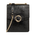 Bolso Troteur Con Solapa Y Cierre Muse Exotic - Negro Lagarto