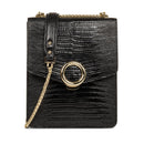 Sac Trotteur A Rabat Avec Fermoir Muse Exotic - Noir Lézard