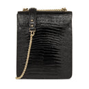 Sac Trotteur A Rabat Avec Fermoir Muse Exotic - Noir Lézard