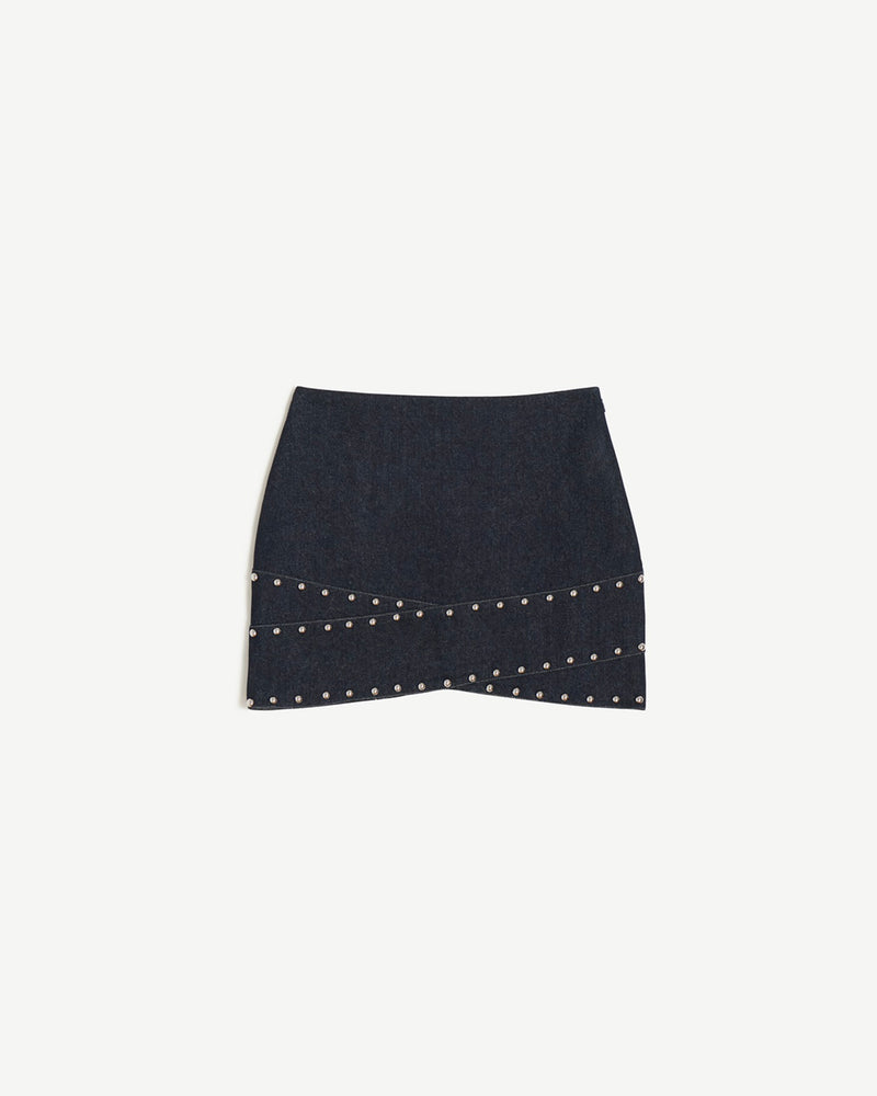 Bullet Raw Denim Crossover Skirt